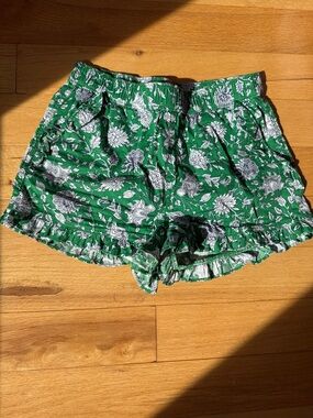 Crewcuts Green Floral Ruffle Hem Shorts